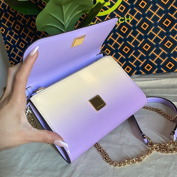 NWT tory burch Emerson dip dye chain crossbody wallet sweet corn lavender - Picture 5 of 15